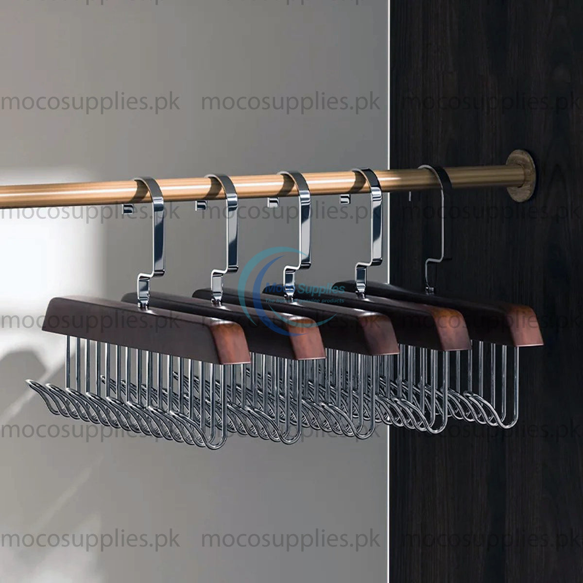8-Hook Wooden Hanger with 360° Rotation – Closet Organizer