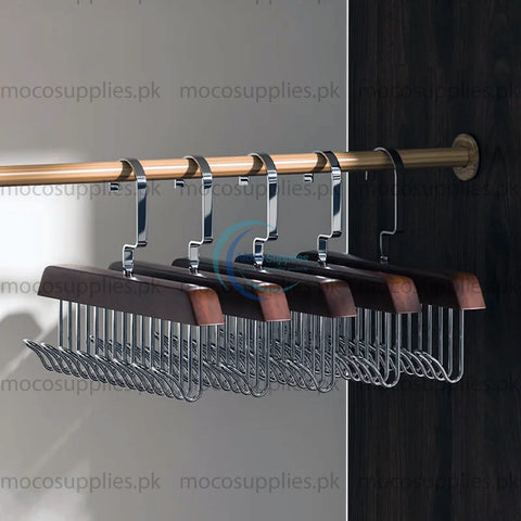 8-Hook Wooden Hanger with 360° Rotation – Closet Organizer