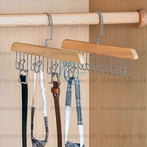 8-Hook Wooden Hanger with 360° Rotation – Closet Organizer