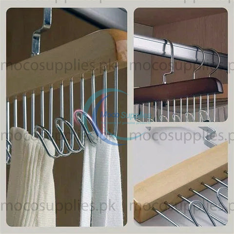 8-Hook Wooden Hanger with 360° Rotation – Closet Organizer