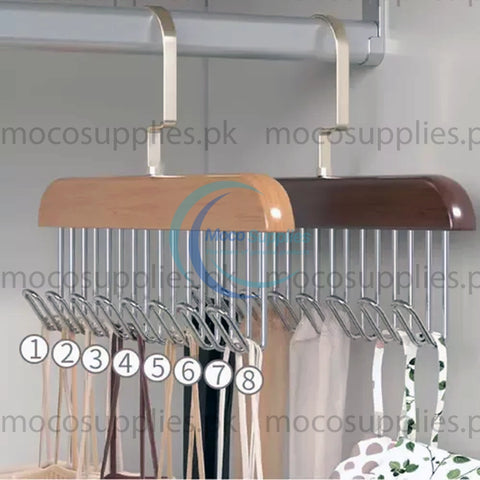 8-Hook Wooden Hanger with 360° Rotation – Closet Organizer