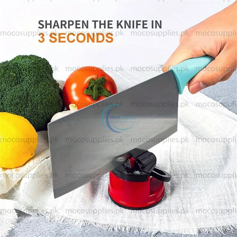 Knife Sharpener with Suction Cup Base – Manual & Durable Tool