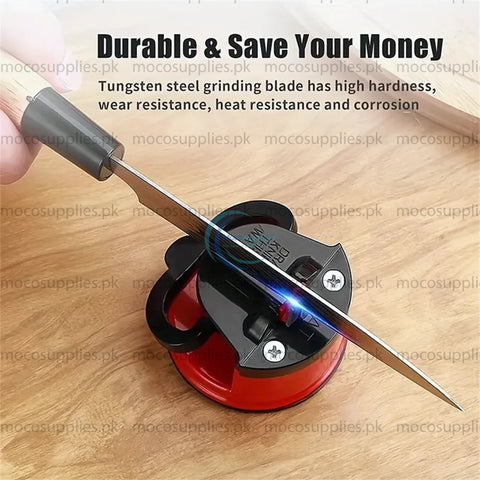 Knife Sharpener with Suction Cup Base – Manual & Durable Tool