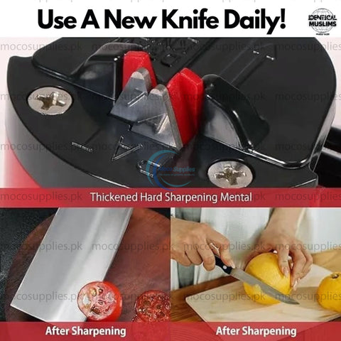 Knife Sharpener with Suction Cup Base – Manual & Durable Tool