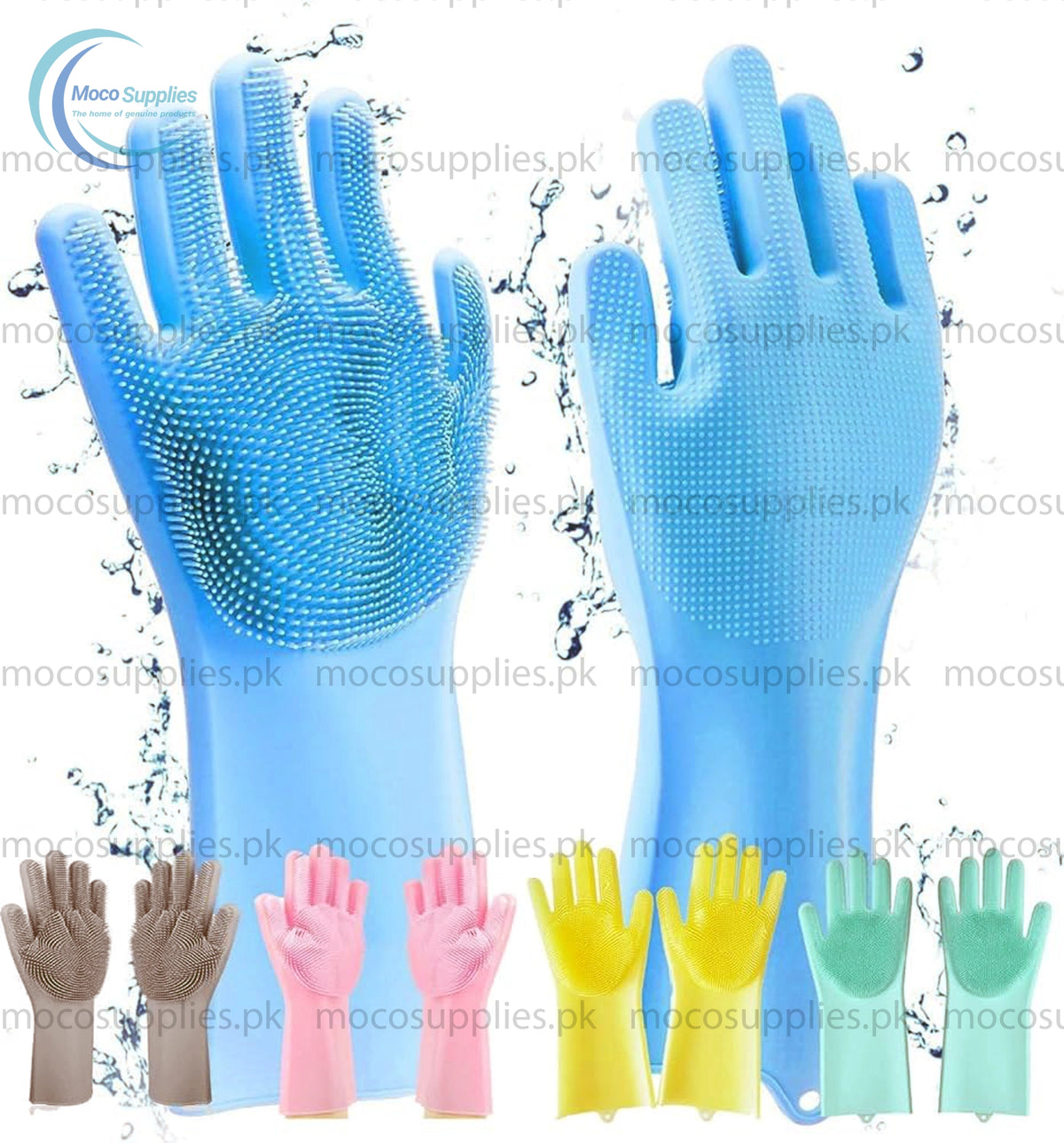 Magic Silicone Cleaning Gloves with Scrubber – Multipurpose Dishwashing & Cleaning Gloves (Reusable, Heat-Resistant)