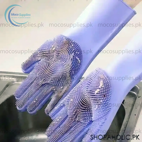 Magic Silicone Cleaning Gloves with Scrubber – Multipurpose Dishwashing & Cleaning Gloves (Reusable, Heat-Resistant)