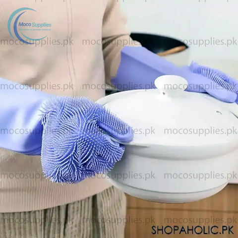 Magic Silicone Cleaning Gloves with Scrubber – Multipurpose Dishwashing & Cleaning Gloves (Reusable, Heat-Resistant)