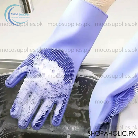 Magic Silicone Cleaning Gloves with Scrubber – Multipurpose Dishwashing & Cleaning Gloves (Reusable, Heat-Resistant)