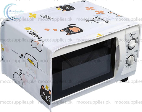 Microwave Oven Cover  Multi Color 13x33 Inches (85x35 cm) – Dust & Oil Proof Cotton Linen with Storage Pockets